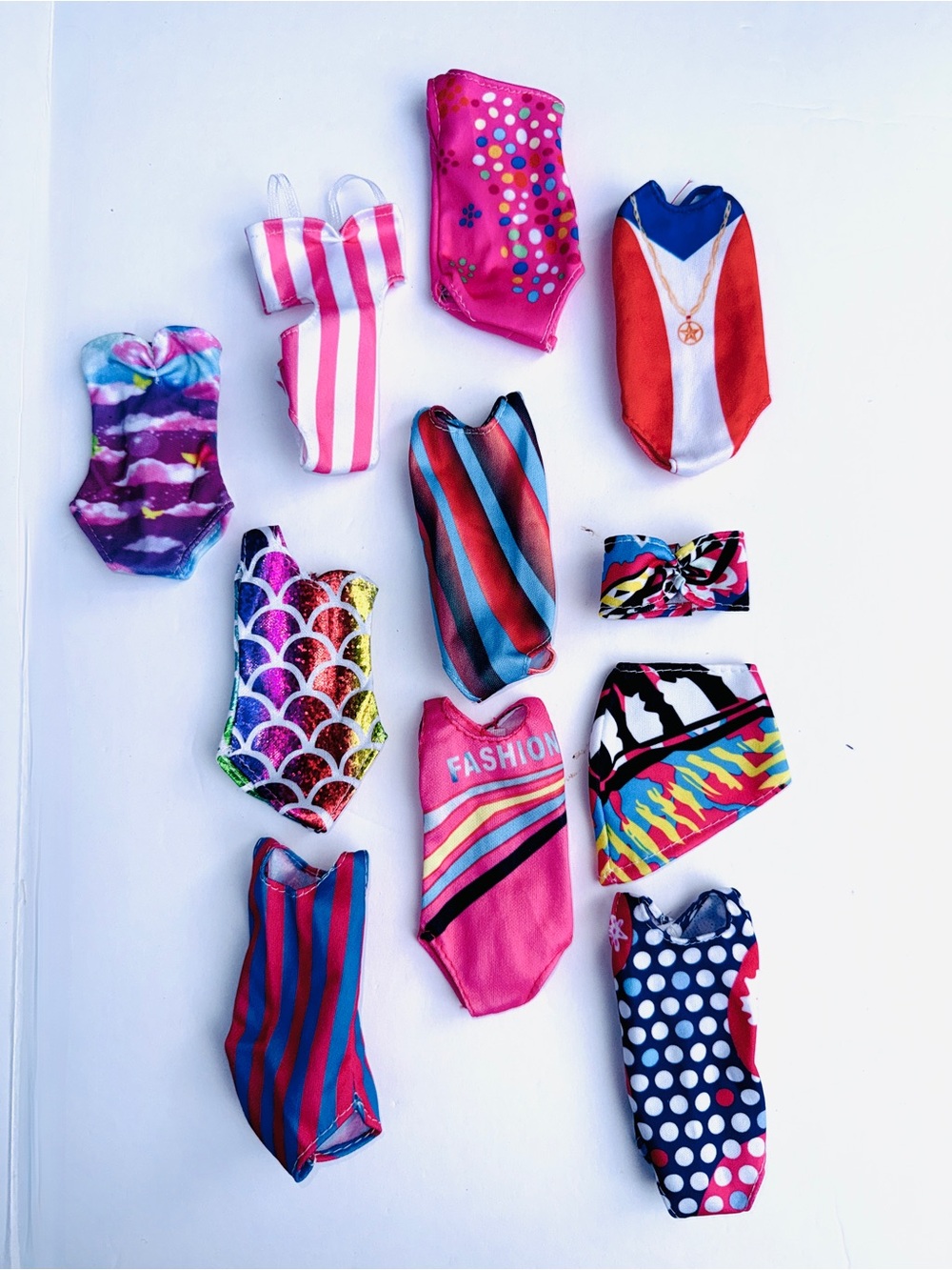 Barbie Fashion Doll One piece Swim Swimming Bathing Suit colorful lot of 10